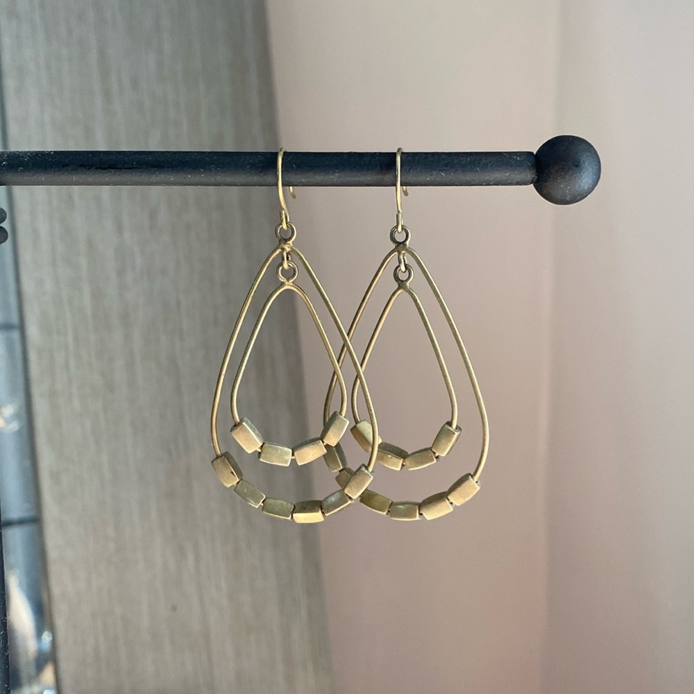 Gold Open Frame Drop Earrings